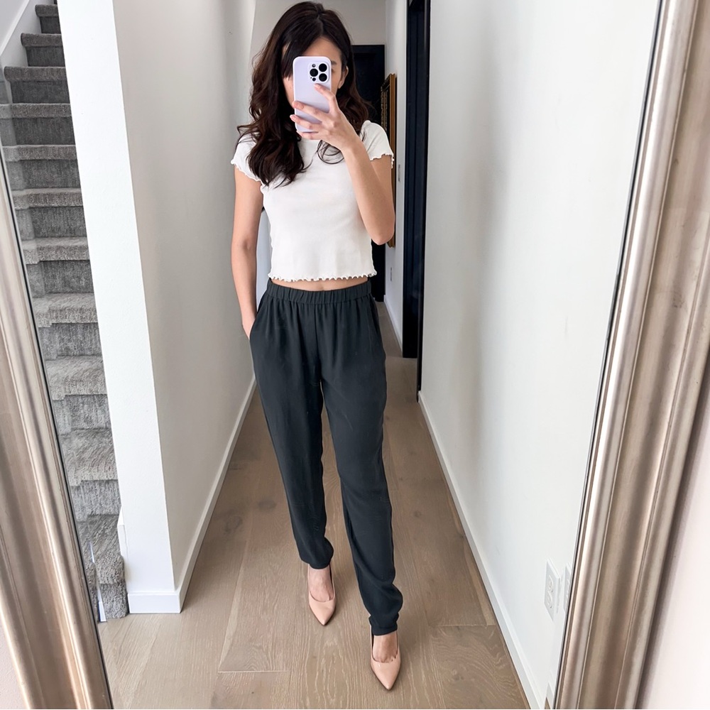 Eileen Fisher Silk Jogger Pants Size XXS High Rise with Pockets